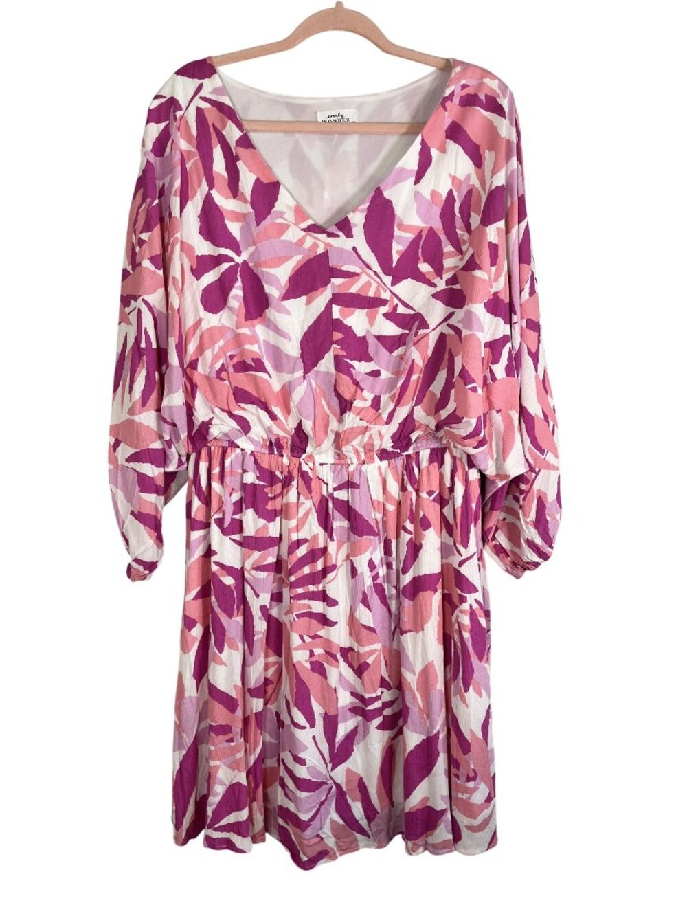 Colorful Floral Dress 2X Pink Tropical Botanical Resort Summer Beach Cottage 90s